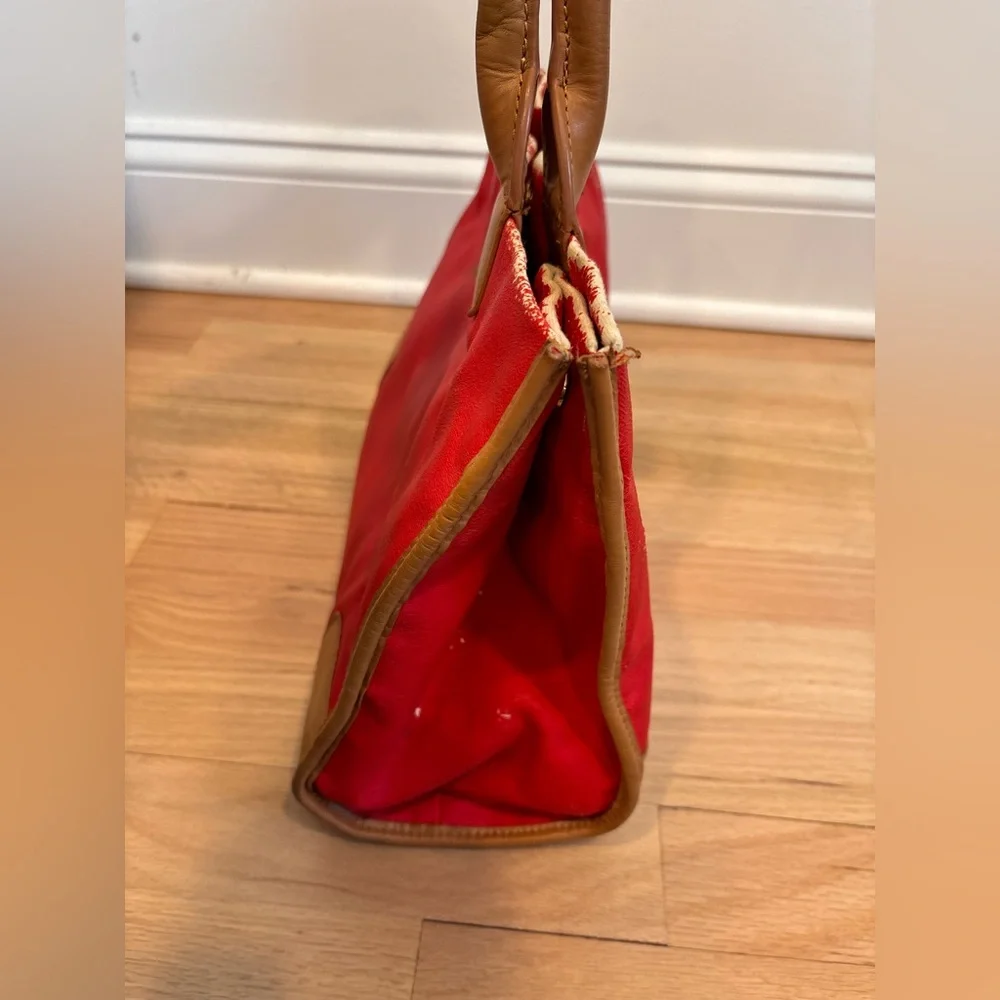 Tory Burch Red orange and tan leather tote - Picture 11 of 12